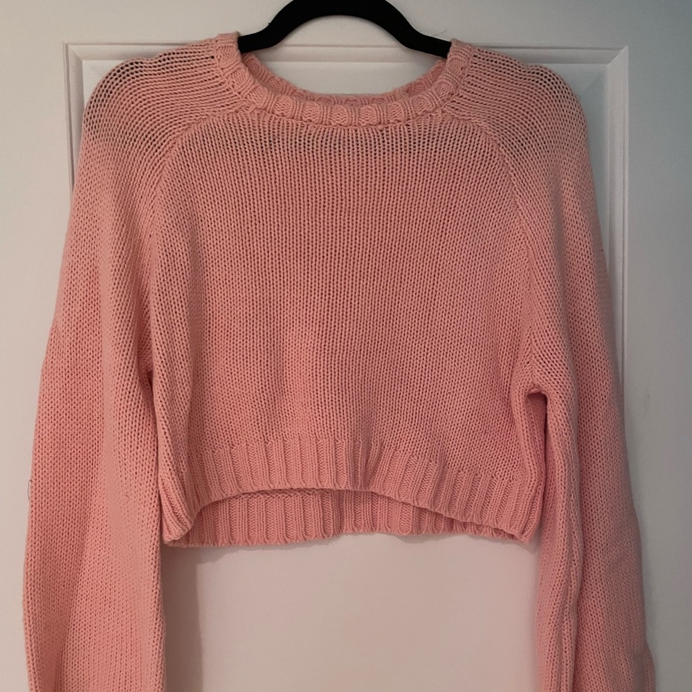 RSQ super cropped pink sweater